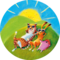 Illustration of a cat, a rabbit and a hedgehog on a hill In the background you can see the sun. | © SONNENTOR